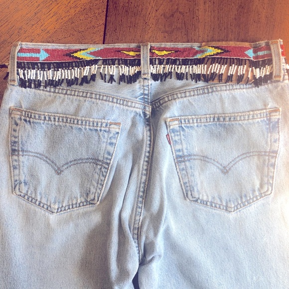 BUZZ18 lk REDONE vintage #00s #y2k Levi’s 501 beaded fringe jeans 1 pair online! - Picture 3 of 11